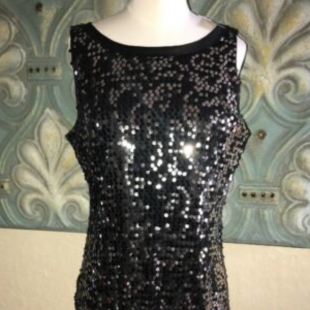 Banana Republic Black Sequin Dress Size 8